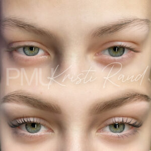 Pildil on enne- ja pärast tulemus keemiliselt värvitud kulmudest ja lash lift'ist.
